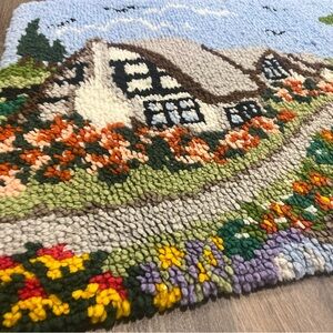 Vintage Handmade Shillcraft Hooked Rug- Cottage Garden -cottage+Grandmacore